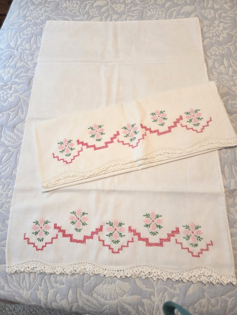 Vintage Crossstiched Pillow Cases